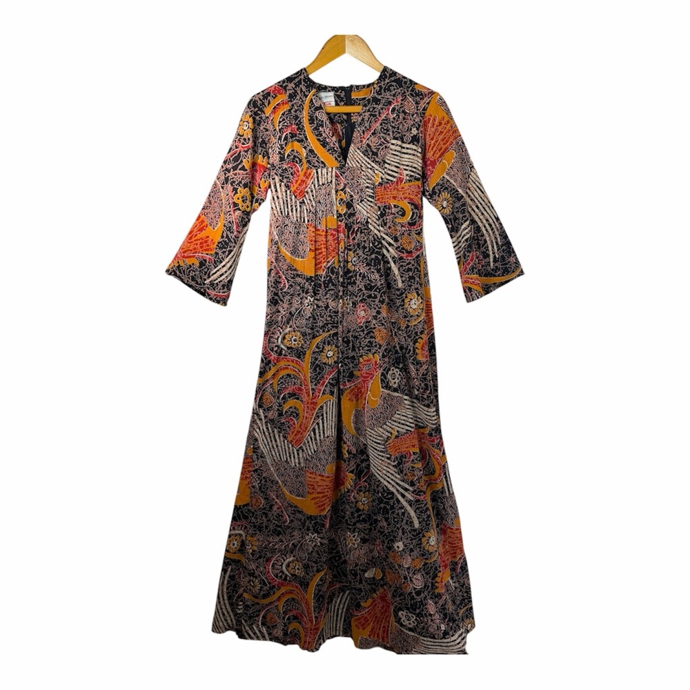 Boho Vintage Maxi Dress Liberty House Hawaii Maximalist S/M Floral Psychedelic